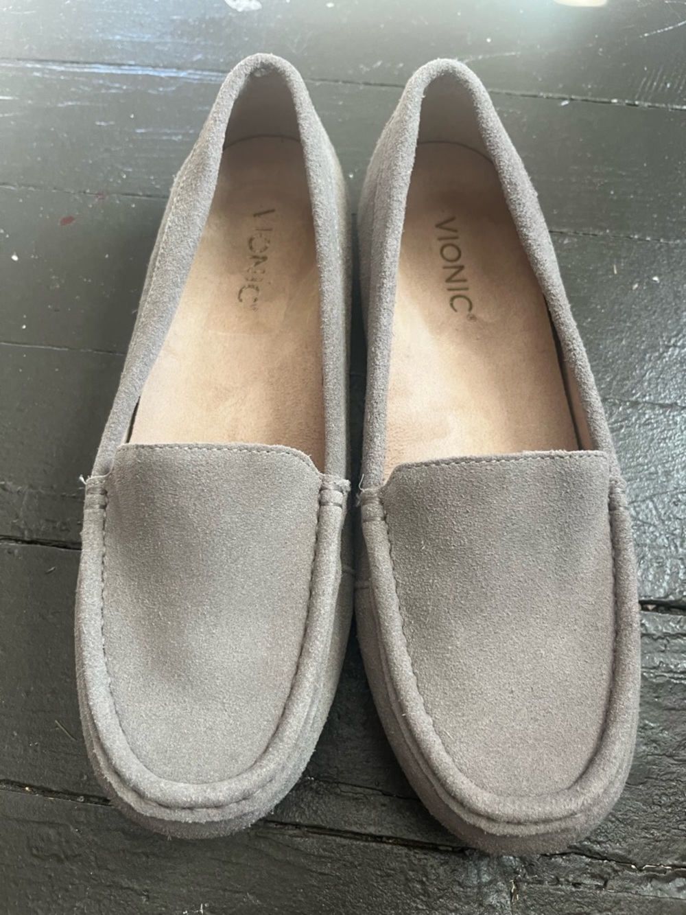 Vionic Debbie Gray Suede Slip-On Loafers - Picture 4 of 5